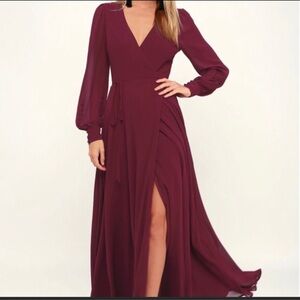 Lulus My Whole Heart burgundy wrap dress, size XL